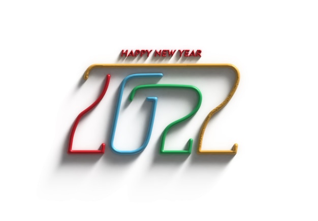 Free photo 3d render happy new year 2022 text typography design.