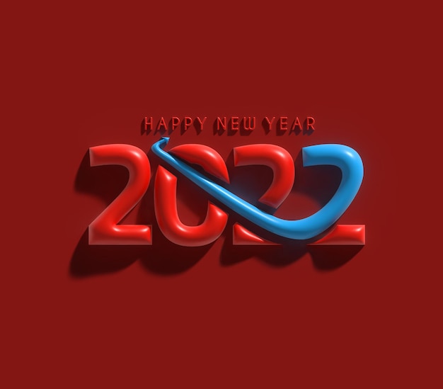 Free Photo 3d render happy new year 2022 text typography design.