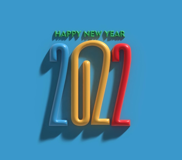 3D Render Happy New Year 2022 Text Typography Design.