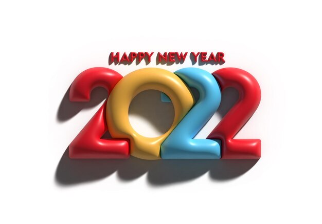 3D Render Happy New Year 2022 Text Typography Design.