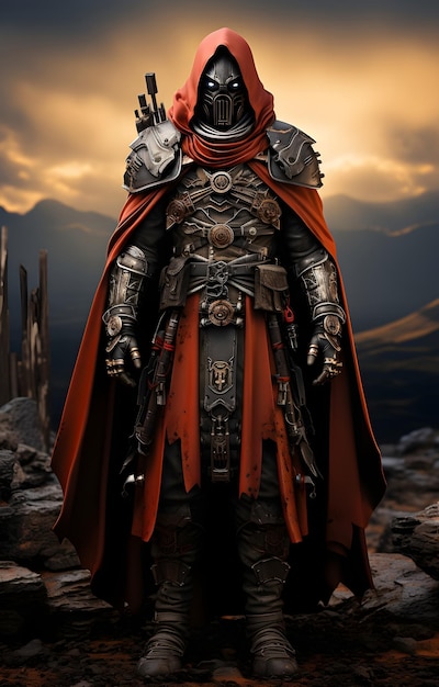 Free photo 3d render knight armor wallpaper