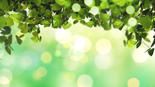 Free Photo 3d render of leaves on a bright sunny defocussed background