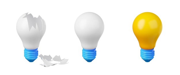 Free photo 3d render light bulbs isolated on background