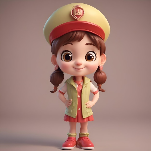 Free Photo 3d render of a little girl wearing a pilots hat