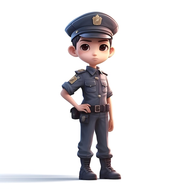 Free Photo 3d render of a little police officer with a hat and uniform