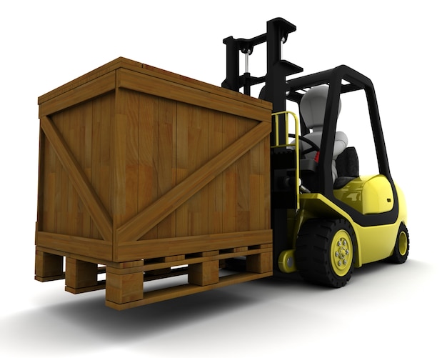 Free Photo 3d render of a man driving a fork lift