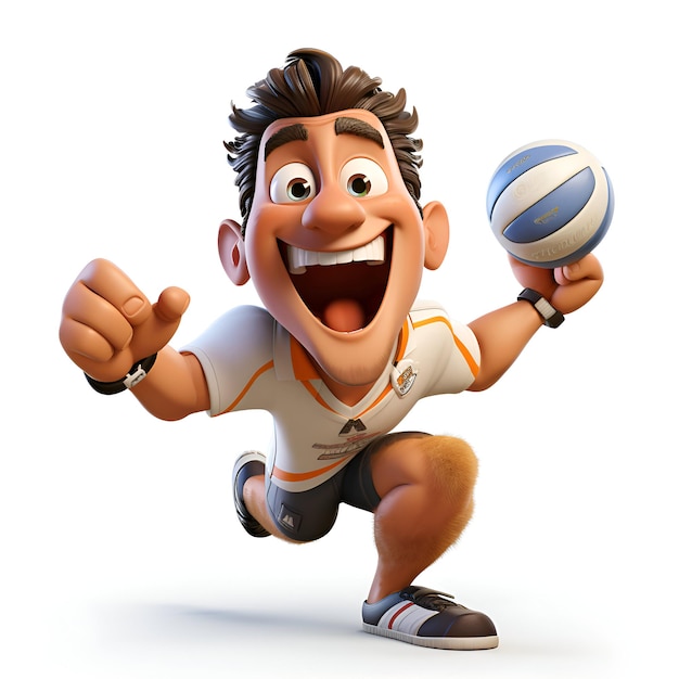 3D Render of a man playing volleyball with thumbs up pose isolated on white background