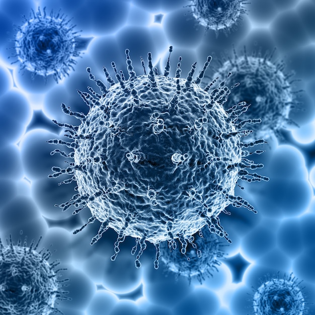 Free photo 3d render of a medical background with detailed virus cells