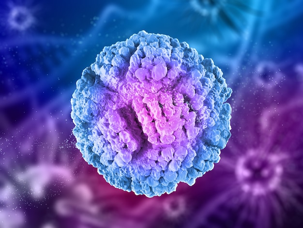 3D render of a medical background with microscopic view of abstract virus cell