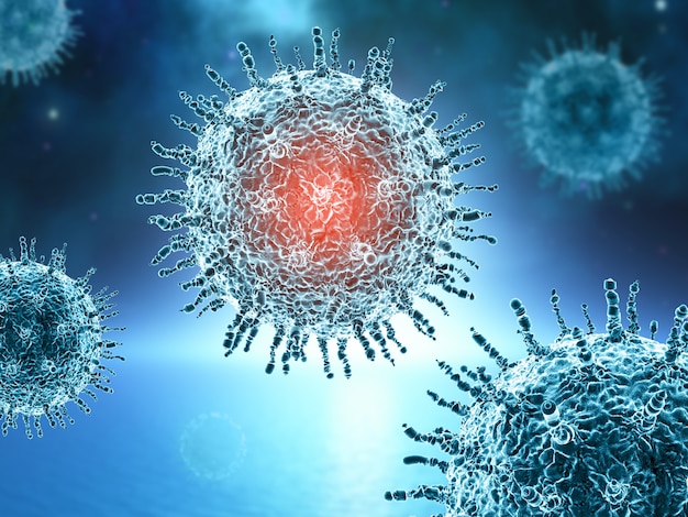 3D render of a medical background with virus cells