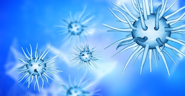 3D render of a medical banner design with abstract virus cells