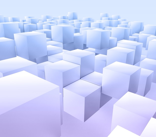 3D render of a modern abstract background with floating cubes