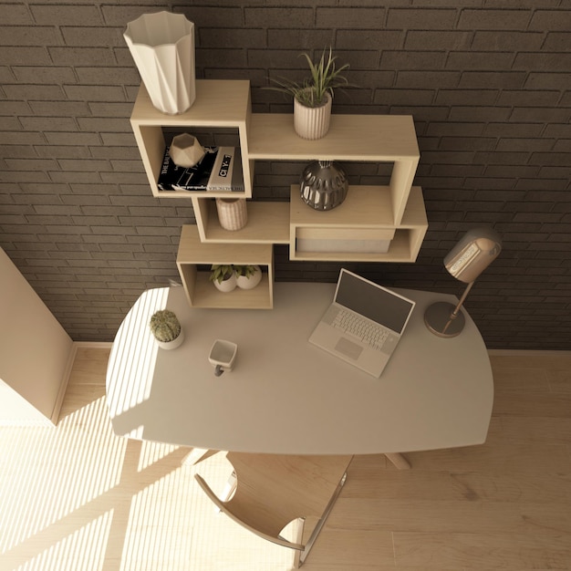 3D Render of a modern home office