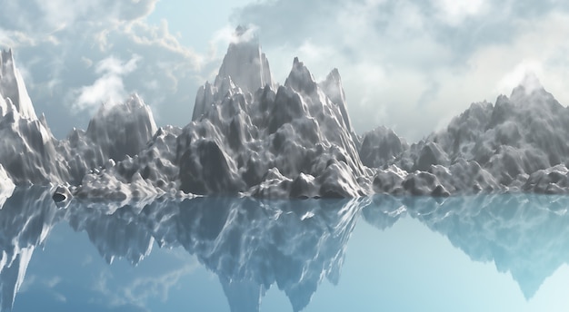 3d render of a mountain range of ice 