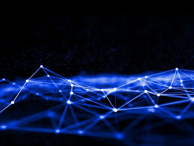 3D render of a network communications design with connecting lines and dots