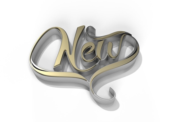 3D Render New Text Calligraphic Pen Tool Created Clipping Path Included in JPEG Easy to Composite