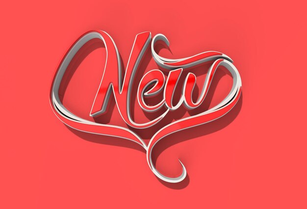 3D Render New Text Calligraphic Pen Tool Created Clipping Path Included in JPEG Easy to Composite.