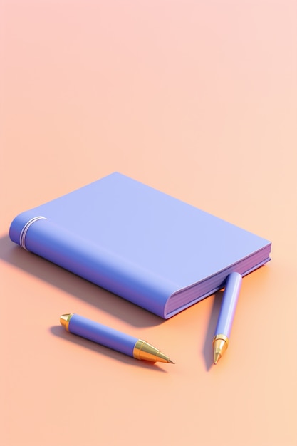 Free photo 3d render of pen with notebook