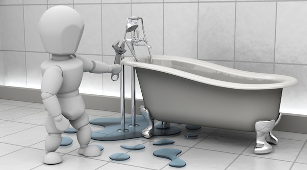 Free Photo 3d render of a plumber fixing a leak