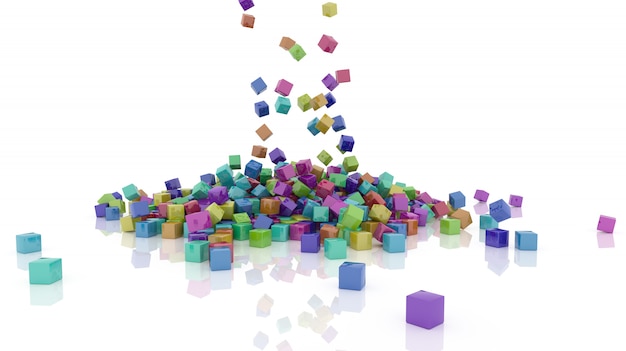 Free Photo 3d render of rainbow coloured cubes