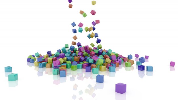 3d render of Rainbow coloured cubes