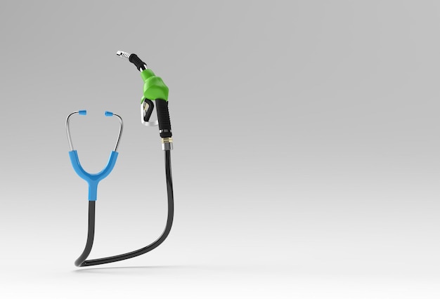 3D Render Realistic Medical Stethoscope with fuel pump illustration Design