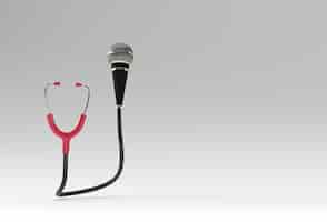 Free photo 3d render realistic medical stethoscope with mic illustration design