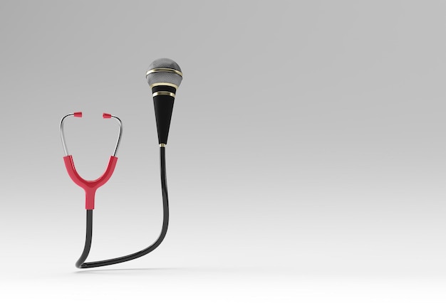 Free Photo 3d render realistic medical stethoscope with mic illustration design