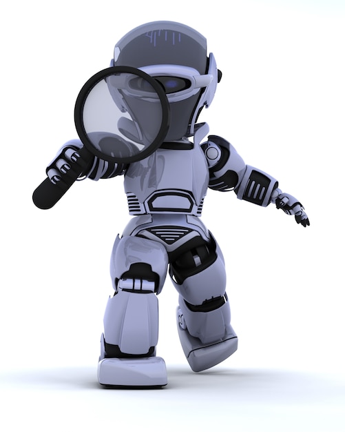 Free photo 3d render of a robot searching