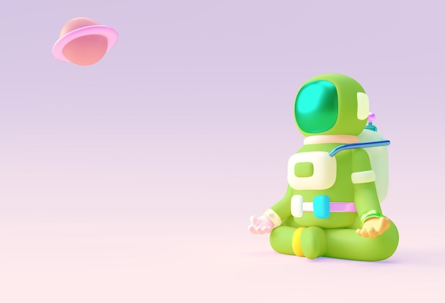 3d Render Spaceman Astronaut Yoga Gestures 3d illustration Design