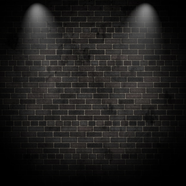 Free photo 3d render of spotlights on a grunge brick wall