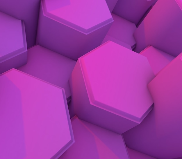 3D render of a tech background with pink extruding hexagons