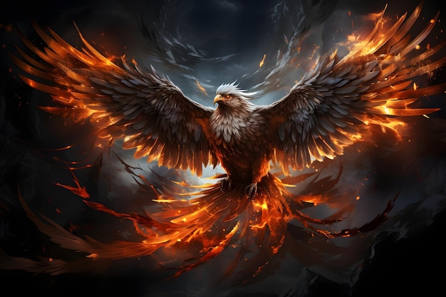 Free photo 3d render transcendent light phoenix background