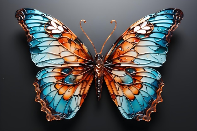 Free photo 3d render transparent plastic butterfly