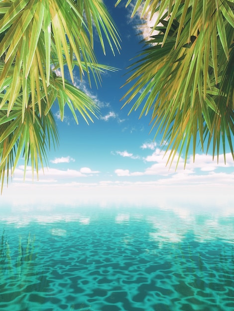 Free photo 3d render of a tropical landscape