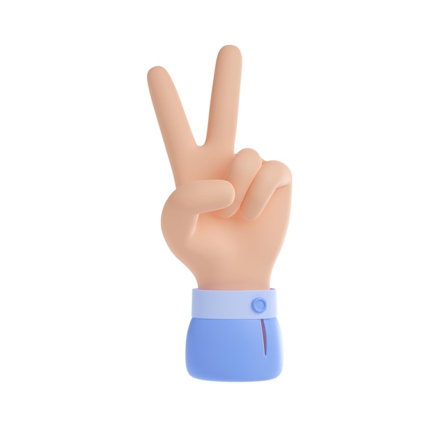 Free Photo 3d render of victory hand gesture on white