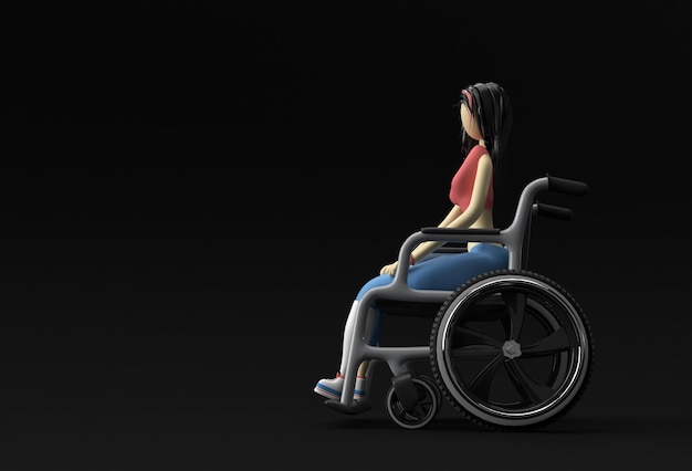 Free Photo 3d render woman sitting on wheelchair 3d illustration design