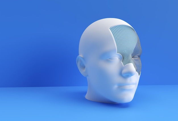 Free photo 3d rendered illustration of a human face design.