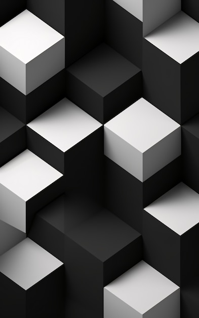 Free photo 3d rendering of abstract black and white background