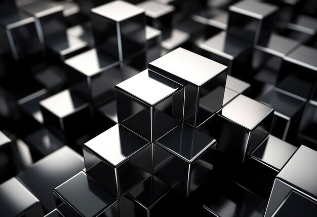 3d rendering of abstract black and white geometric background