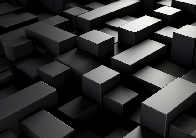 3d rendering of abstract black and white geometric background