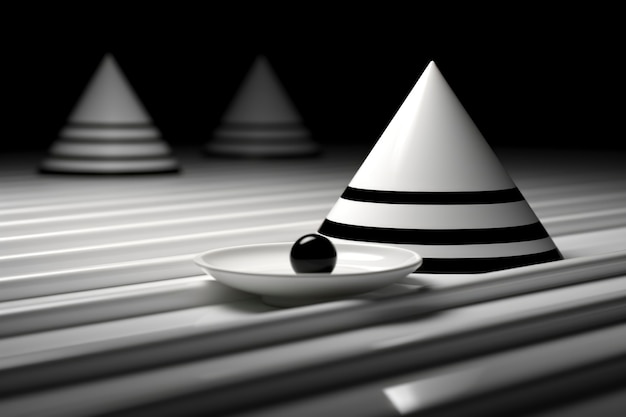 Free photo 3d rendering of abstract black and white geometric background