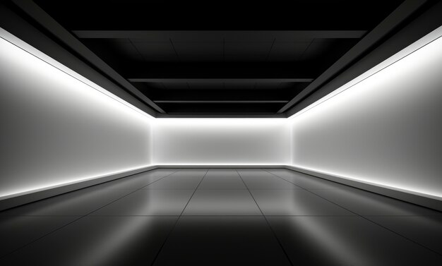 3d rendering of abstract black and white neon