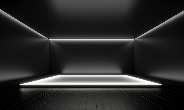 Free Photo 3d rendering of abstract black and white neon