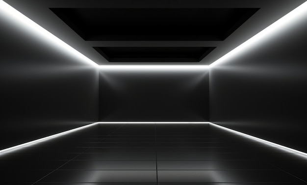 3d rendering of abstract black and white neon