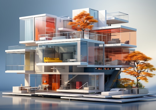 Free photo 3d rendering of abstract building