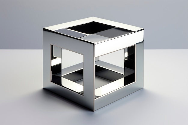 Free photo 3d rendering of abstract metallic cube