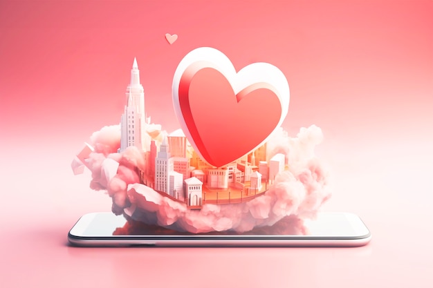 Free Photo 3d rendering of abstract valentine day heart