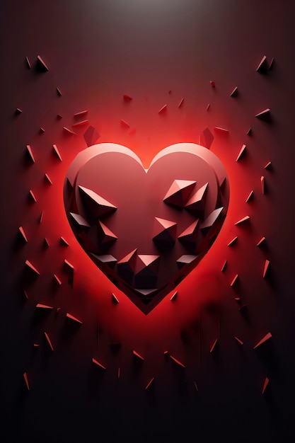 Free photo 3d rendering of abstract valentine day heart