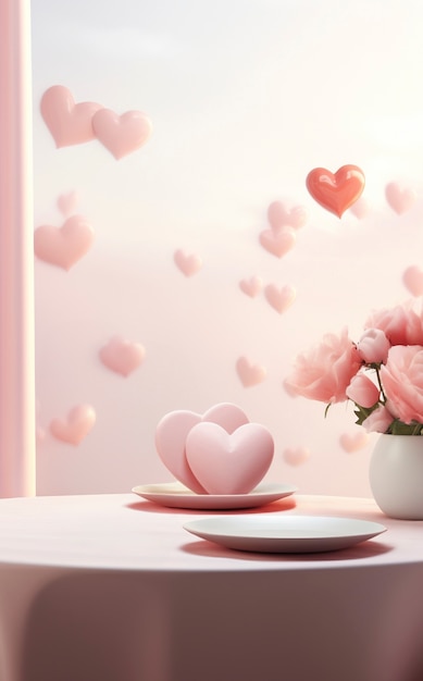 Free photo 3d rendering of abstract valentine day heart